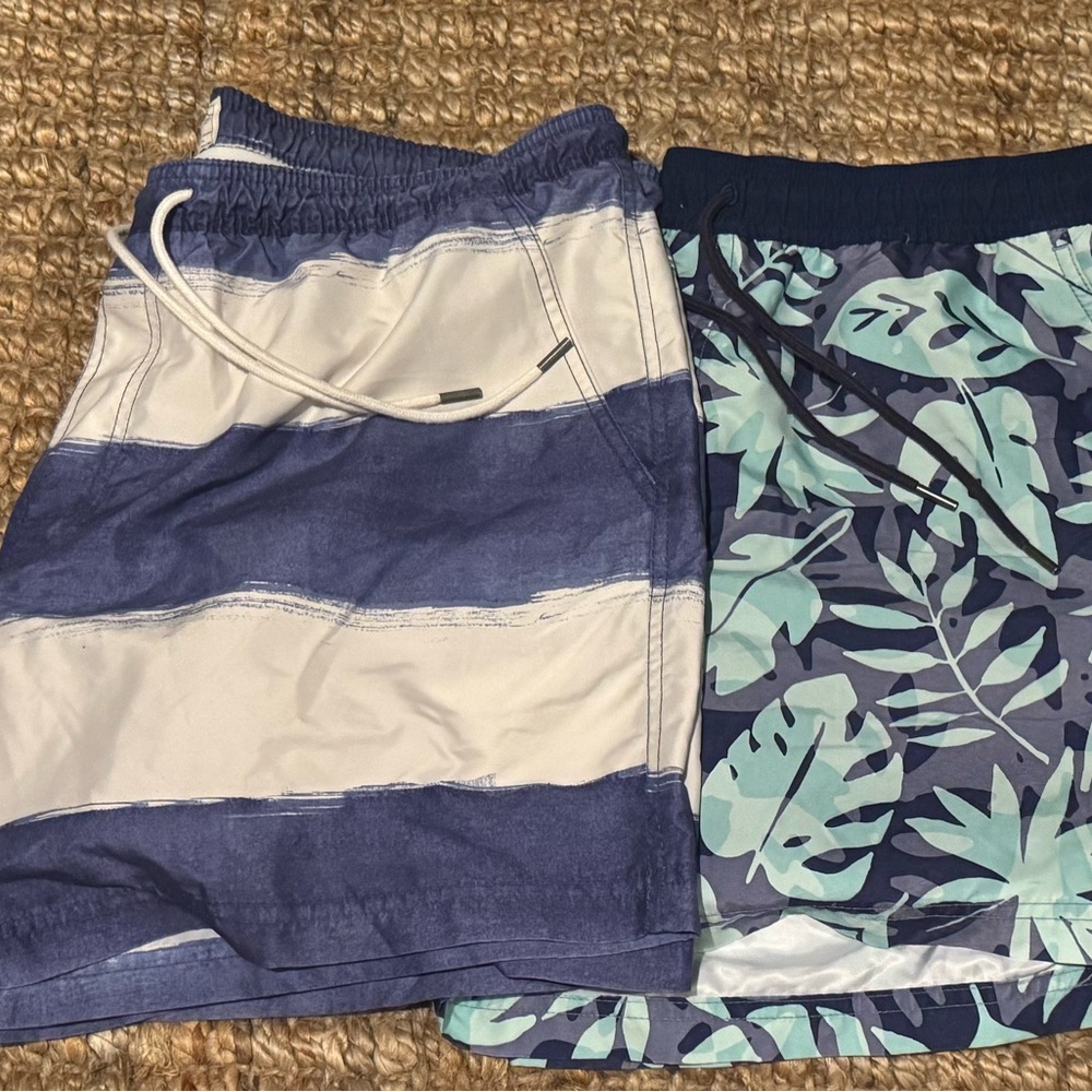 American Eagle Outfitters Blue and White Striped Athletic Shorts